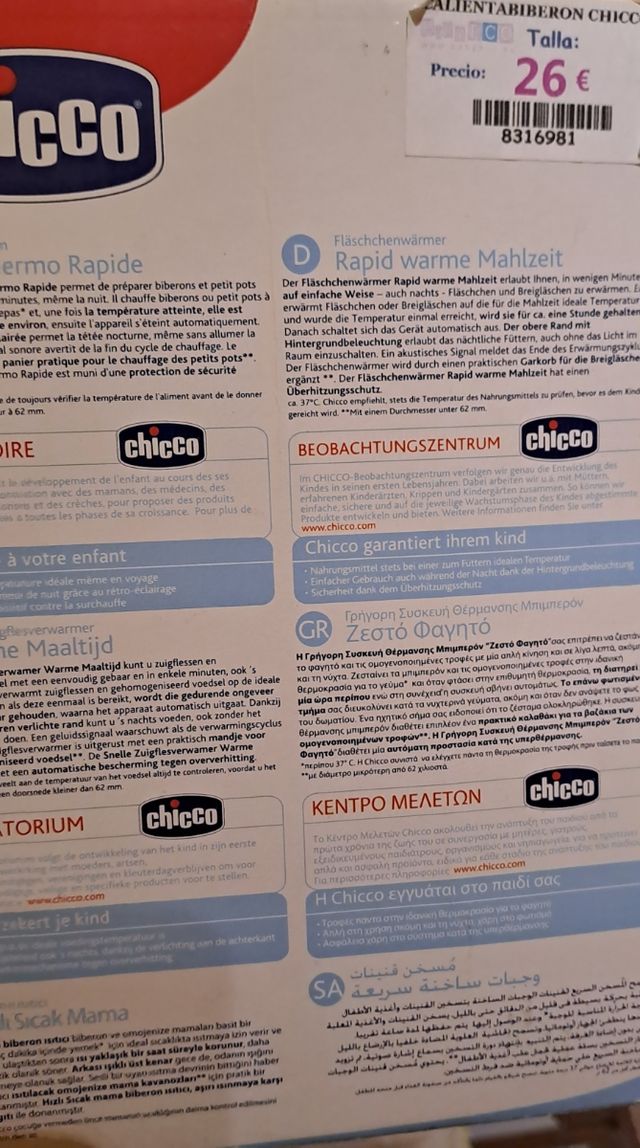 Calienta biberones Chicco