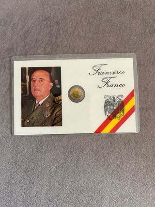 Moneda Francisco Franco en tarjeta