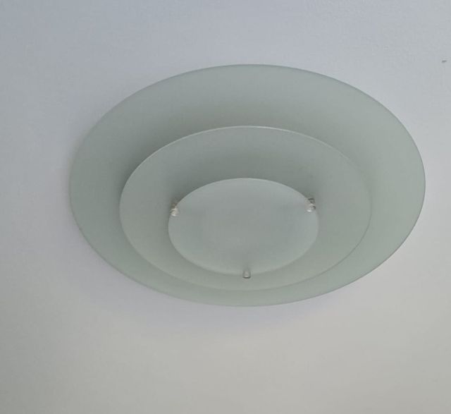 Plafoniera vetro bianco-argento