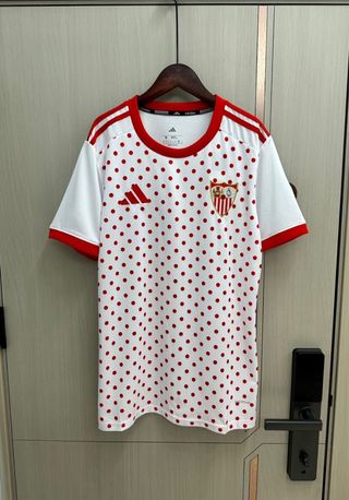 Camiseta sevilla lunares 25/26 blanca y roja 