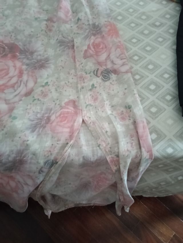 Vestito lungo beige e rosa