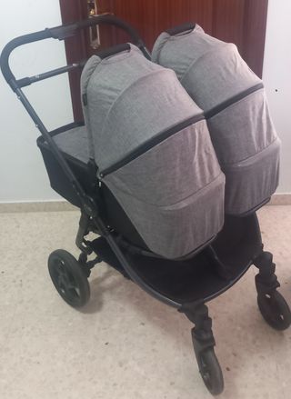 Carrito gemelar ligero gris