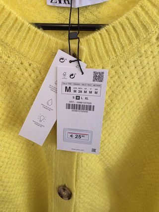 Cardigan Zara amarillo talla M