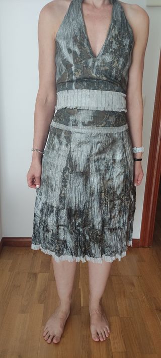Vestido fiesta gris plata