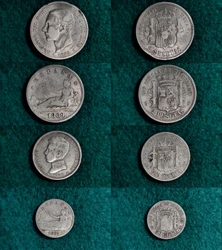 27 Monedas plata Alf. XII - Alfo. XIII Y Gob prob
