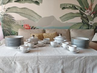 Vajilla porcelana Mitterteich Bavaria blanco plata