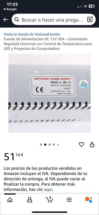 Fuente alimentación DC 12V 30A