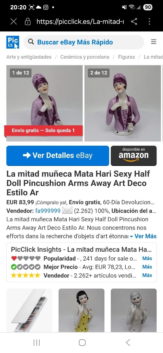 Muñeca antigua violeta