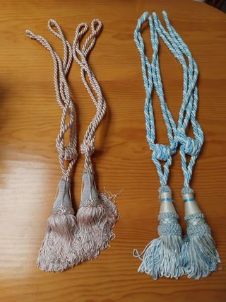 Borlas cortinas | Azul y rosa