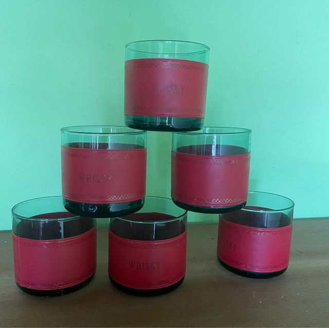 6 Vasos Whisky - Rojo Transparente