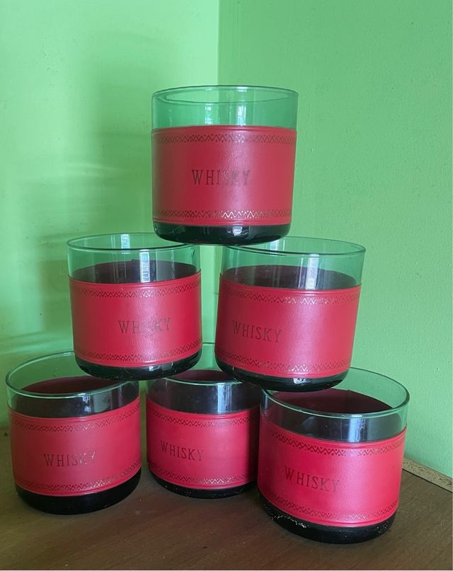 6 Vasos Whisky - Rojo Transparente