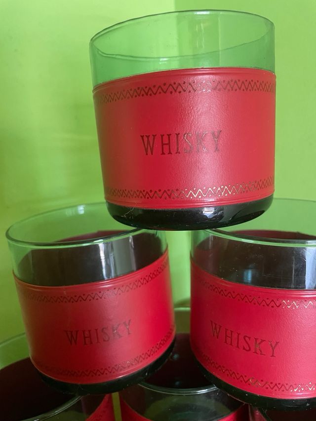 6 Vasos Whisky - Rojo Transparente
