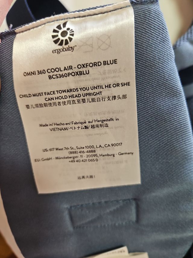 Mochila Porteo Ergobaby 360 Cool Air (Oxford Blue)