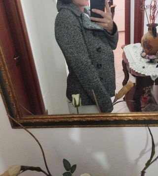 Cappotto grigio bianco donna taglia 42