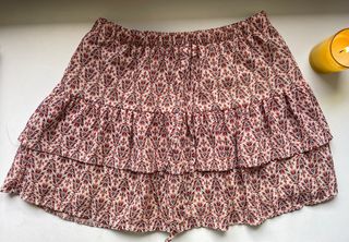 Falda estampada - beige, roja