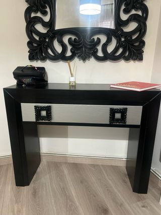 Espejo tocador negro con consola