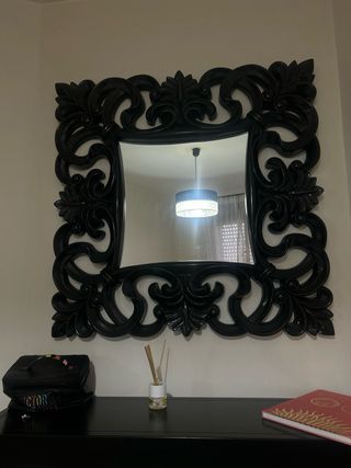 Espejo tocador negro con consola