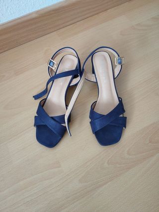 Sandalias tacón azul marino 38