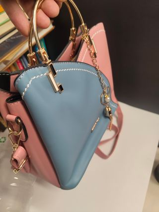 Bolso bandolera azul y rosa