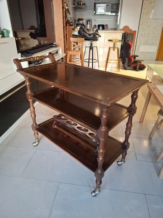 Carrito camarera vintage marron 90x79x43cm