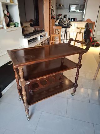 Carrito camarera vintage marron 90x79x43cm