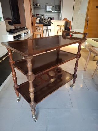 Carrito camarera vintage marron 90x79x43cm