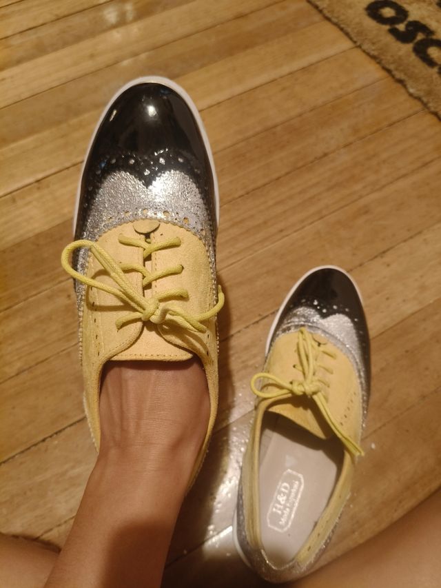 Zapatos plataforma amarillas, plteadas y negras 36