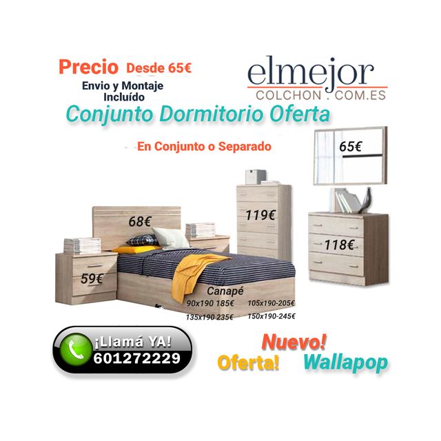 Conjunto Dormitorio Canapé Mesillas-Cómoda-Málaga
