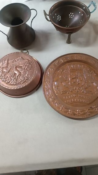 Set 4 pezzi vintage in rame