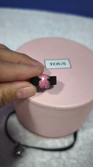 Anillo Tous Oso Mesh - Negro y Rosa
