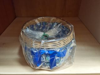 Cestino vimini blu e beige