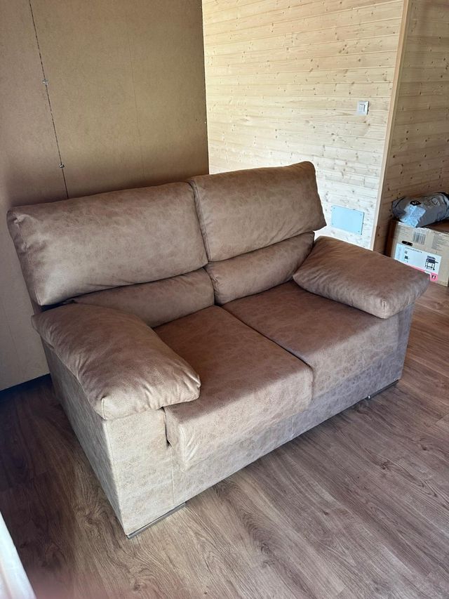 Sofá 2 plazas marrón - Piel sintética