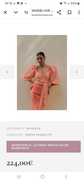 Vestido fiesta coral usado una vez. impecable