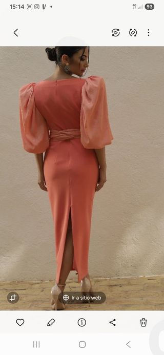 Vestido fiesta coral usado una vez. impecable