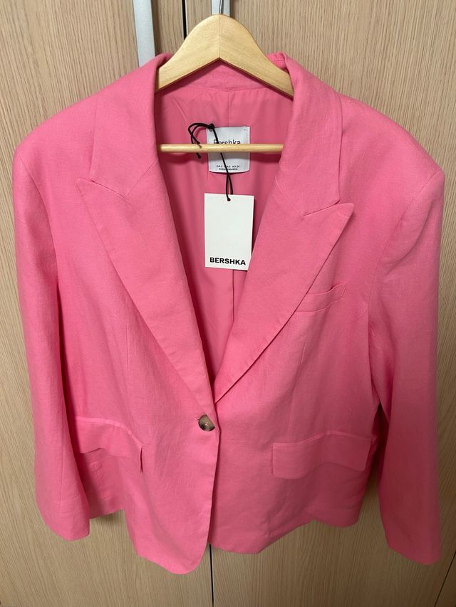 Blazer Bershka rosa oversize