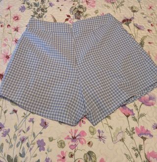 Falda pantalón vichy Zara azul