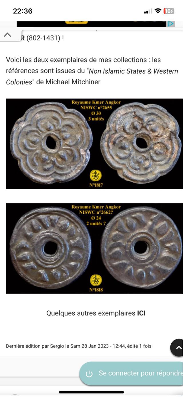 Moneta Khmer antica, Cambogia