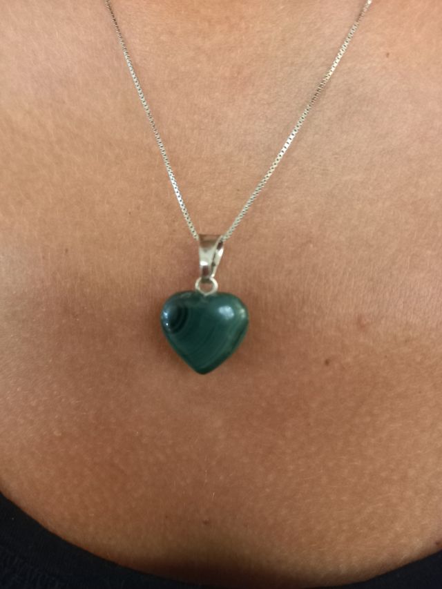 Collana cuore malachite argento