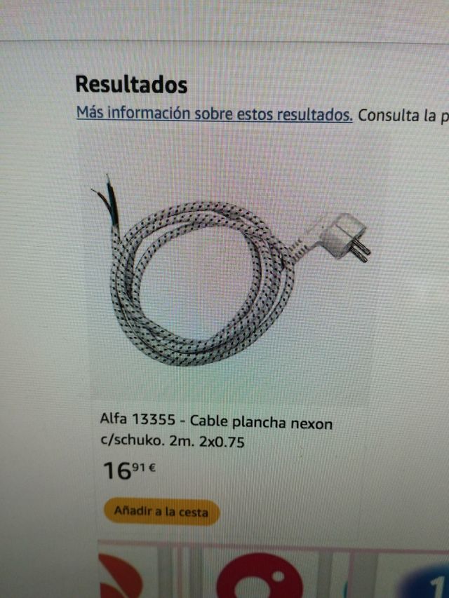 Cable Plancha Schuko 2m 2x0,75