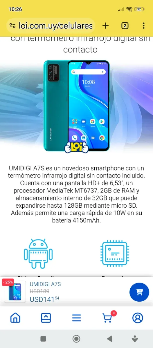 Umidigi azul - móvil