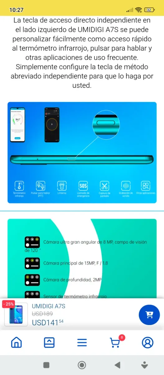 Umidigi azul - móvil