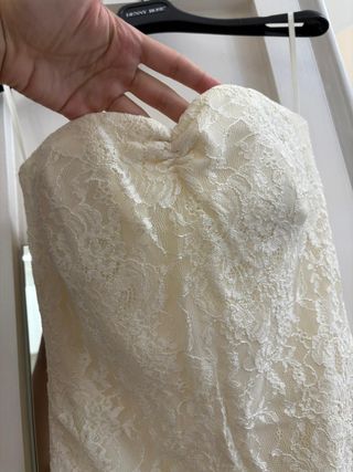 Vestido novia Pronovias XS de Encaje color hueso.