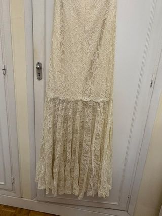 Vestido novia Pronovias XS de Encaje color hueso.