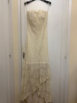 Vestido novia Pronovias XS de Encaje color hueso.