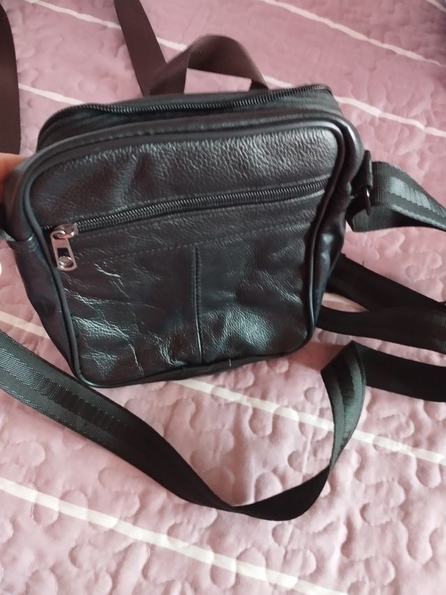 Bolso Piel Negro Hombre