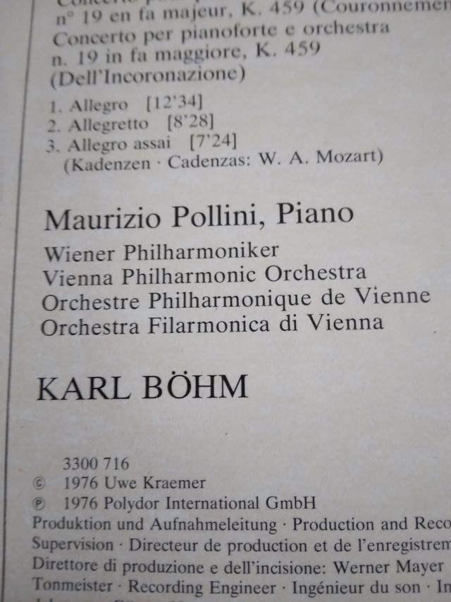 Pollini-Böhm Mozart Concerti LP