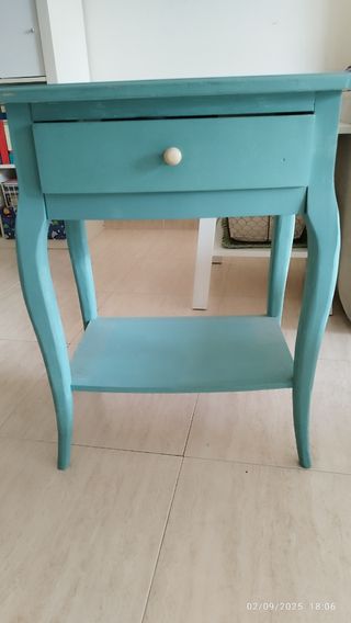 Mesita noche turquesa - madera