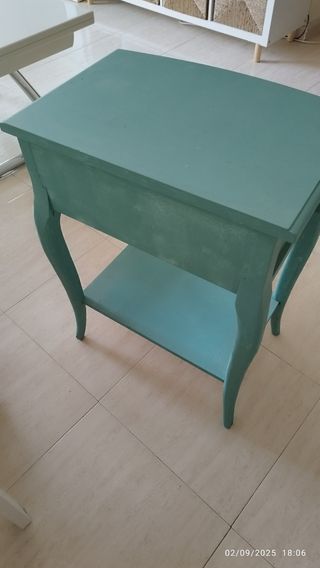 Mesita noche turquesa - madera