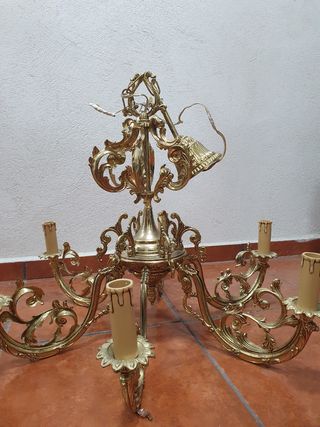 Lámpara techo dorada metal - 8 brazos