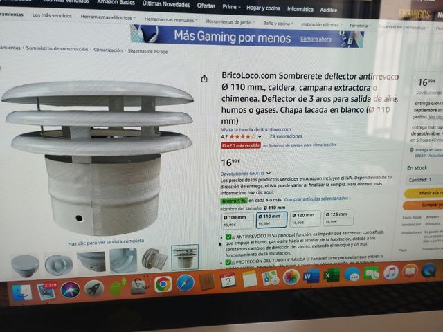 Sombrerete ventilación 110mm